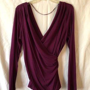 Plum knit Free People faux wrap top